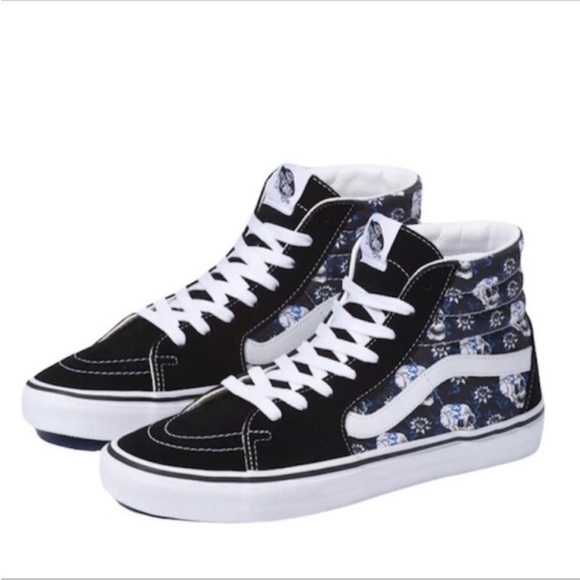 VANS Sk8-Hi Flash Skulls canvas high-top skate shoe NEW - Picture 2 of 11